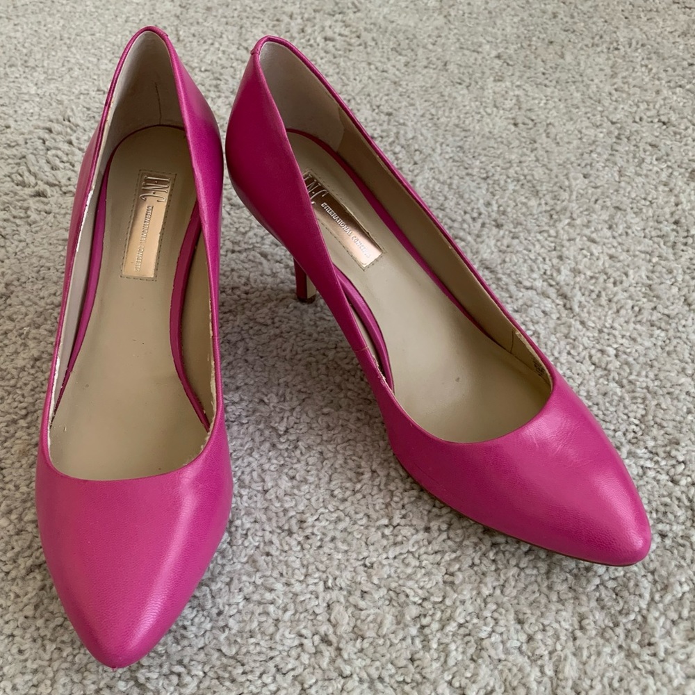 Adorable INC International Concepts hot pink leather heels - Size 8